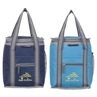 Right Choice Unisex Printed Lunch Bag Combo, RCS033, 26x20x13 cm, Navy Blue & Turquoise, Pack of 2