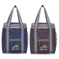 Picture of Right Choice Unisex Printed Lunch Bag Combo, RCS035, 26x20x13 cm, Navy Blue & Purple, Pack of 2