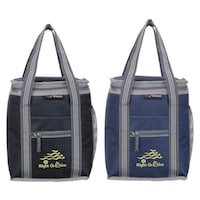 Picture of Right Choice Unisex Printed Lunch Bag Combo, RCS034, 26x20x13 cm, Black & Navy Blue, Pack of 2