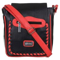 Right Choice Women's Criss Cross Sling Bag, RCS227, 34x11x26 cm, Black & Red