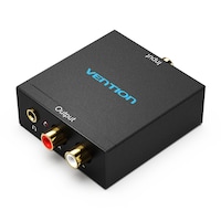 Vention Metal Optical Fiber/Coaxial Digital Audio to RCA Analog Audio Converter, Black, BDFB0