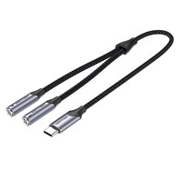 Picture of Vention Aluminum Alloy USB-C Male to TRS Audio & Mic Jack, 0.3M, Grey, BGPHY