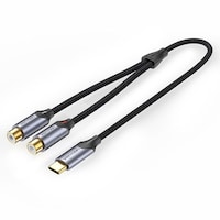 Picture of Vention Aluminum Alloy USB-C Male to 2-Female RCA Cable, 1M, Grey, BGVHF