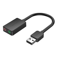 Vention 2-port USB External Sound Card, 0.15M, Black, CDYB0