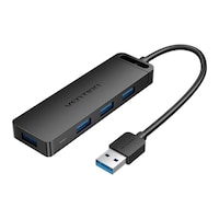 Vention 4-Port USB 3.0 Hub with Power Supply, 1M, Black, CHLBF