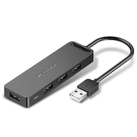 Vention 4-Port USB 2.0 Hub with Power Supply, 0.5M, Black, CHMBD