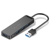 Vention 4-Port USB 3.0 Hub with Power Supply, 0.5M, Black, CHLBD