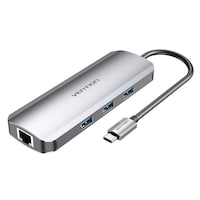 Vention Aluminum Alloy Multi-function USB-C to HDMI/USB3 Docking Station, 0.15M, Grey, TOLHB