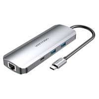 Vention Aluminum Alloy Multi-function USB-C to HDMI/USB-C Gen 1 Docking Station, 0.15M, Grey, TOMHB