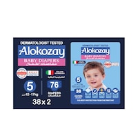 Alokozay Premium Baby Diapers - Size 5 (12-17 Kg) - 38 Diapers, Pack of 2