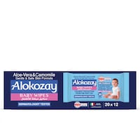 Picture of Alokozay Baby Wipes Aloe Vera & Camomile, 20 Wipes, Pack of 12