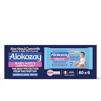 Picture of Alokozay Baby Wipes Aloe Vera & Camomile, 60 Wipes, Pack of 6