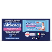 Picture of Alokozay Baby Wipes Aloe Vera & Camomile, 72 Wipes, Pack of 6