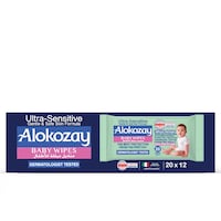 Picture of Alokozay Baby Wipes Ultra Sensitive, 20 Wipes, Pack of 12