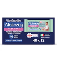 Picture of Alokozay Baby Wipes Ultra Sensitive, 40 Wipes, Pack of 12
