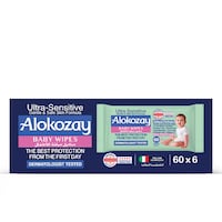Picture of Alokozay Baby Wipes Ultra Sensitive, 60 Wipes, Pack of 6