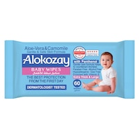 Picture of Alokozay New-Born Baby Large Wipes With Aloe Vera & Camomile, 60 Wipes