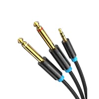 Vention 3.5mm Male to 2*6.5mm Male Audio Cable, 0.5m, Black, BACBD