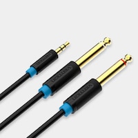 Vention 3.5mm Male to 2*6.5mm Male Audio Cable, 5m, Black, BACBJ