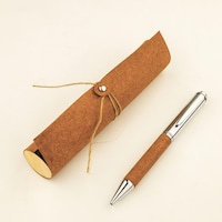 Eco-Neutral Koru Metal Pen with Recycled Leather Barrel