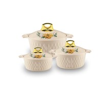 Picture of Asian Diamond Stainless Steel Insulated Casserole, Beige, Set of 3 Pcs