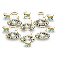 Picture of Blackstone Turkish Tea Cups with Saucer, 150ml, ETS8801, Set of 18 Pcs