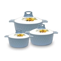 Picture of Asian Diamond Stainless Steel Insulated Thermo Casserole, Blue, Set of 3 Pcs