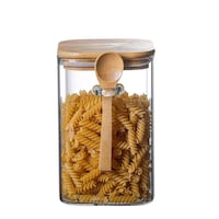 Blackstone Glass Jar Canister with Bamboo Lid and Spoon, YK4132, 800ml