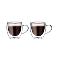 Blackstone Double Wall Glass Tumbler Cups, DH902, 100ml, Clear, Set Of 2 Pcs