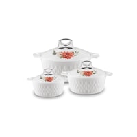 Picture of Asian Diamond Stainless Steel Insulated Casserole, White, Set of 3 Pcs