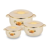 Picture of Asian Stainless Steel Insulated Casserole, Beige, Set of 3 Pcs