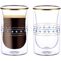Picture of Blackstone Double Wall Glass Estikana Coffee Cups, DG895, 100ml, Set Of 2 Pcs