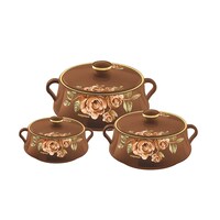 Picture of Nayasa Lorenzo Food Container Casserole, Brown, Set of 3 Pcs