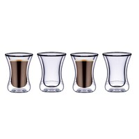 Picture of Blackstone Double Wall Glass Estikana Coffee Cups, DG893, 100ml, Set Of 4 Pcs