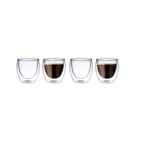 Blackstone Double Wall Glass Tumbler Cups, DG820, 100ml, Clear, Set Of 4 Pcs