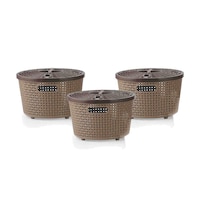 Nakoda Silky Plastic Basket, Brown, Set of 3 Pcs