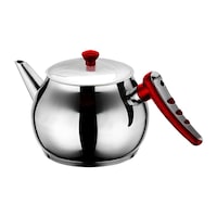 Hascevher Stainless Steel Teapot, Silver & Red