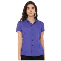 Ezis Fashion Women's Dot Printed Casual Shirt, BSH0945256, Blue