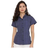 Ezis Fashion Women's Dot Printed Casual Shirt, BSH0945268, Blue