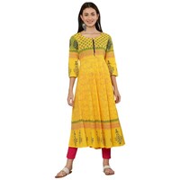 Picture of Ezis Fashion Women's Printed Anarkali Kurti, BSH0945265, Yellow