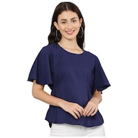 Ezis Fashion Women's Solid Top, BSH0945331, Navy Blue