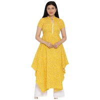 Ezis Fashion Women's Floral Printed Kurti, BSH0945302, Yellow