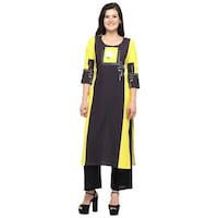 Picture of Ezis Fashion Women's Printed Kurti, BSH0945362, Black & Yellow