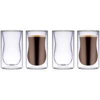 Blackstone Double Wall Glass Tumbler Cups Set, 100ml - Set Of 4 Pcs