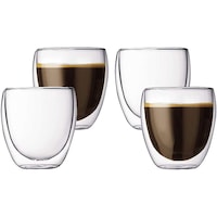 Blackstone Double Wall Glass Tumbler Cups Set, 250ml - Set Of 4 Pcs