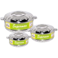 Supermax Insulated Stainless Steel Hot Pot, Set Of 3 Pcs