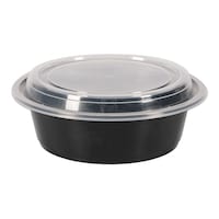 Round Plastic Microwavable Black Based Containers, Ro-24 - Carton of 150