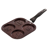 Nirlon Non Stick Pancake Tawa, 4 Cavity, 19.5 cm, Brown