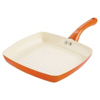 Nirlon Ceramic Non Stick Grill Pan, 24.5 cm, Orange & Beige