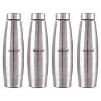 Nirlon Berry Cool Stainless Steel Water Bottle, 1000 ml, Silver, Pack of 4